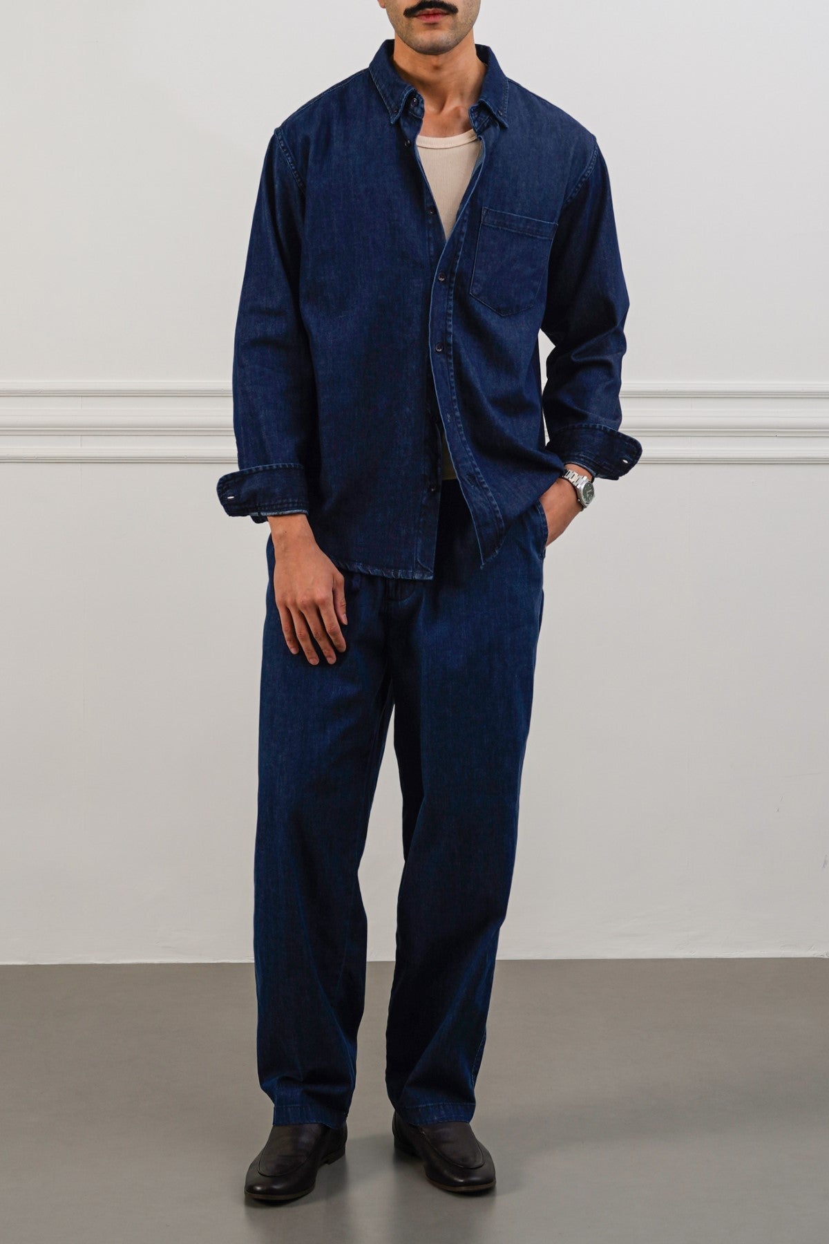 MID BLUE SOFT DENIM TROUSERS