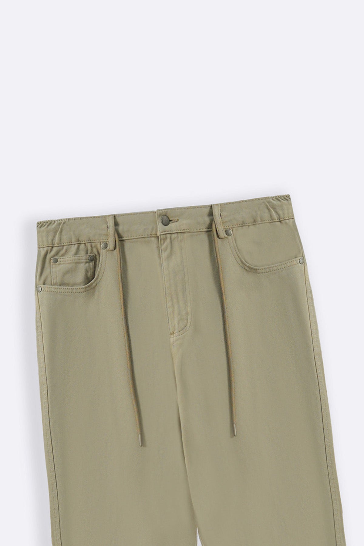 BEIGE PULL-ON TWILL JEANS