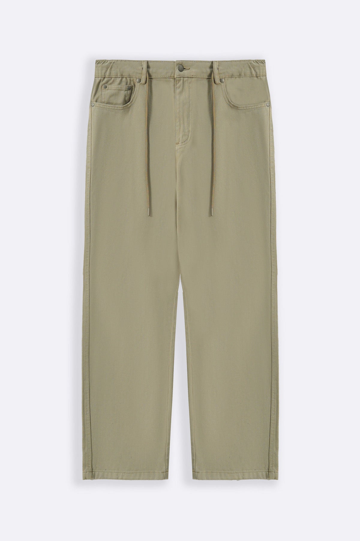 BEIGE PULL-ON TWILL JEANS