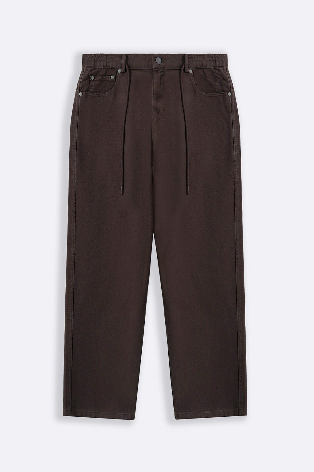 BROWN PULL-ON TWILL JEANS