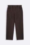 BROWN PULL-ON TWILL JEANS