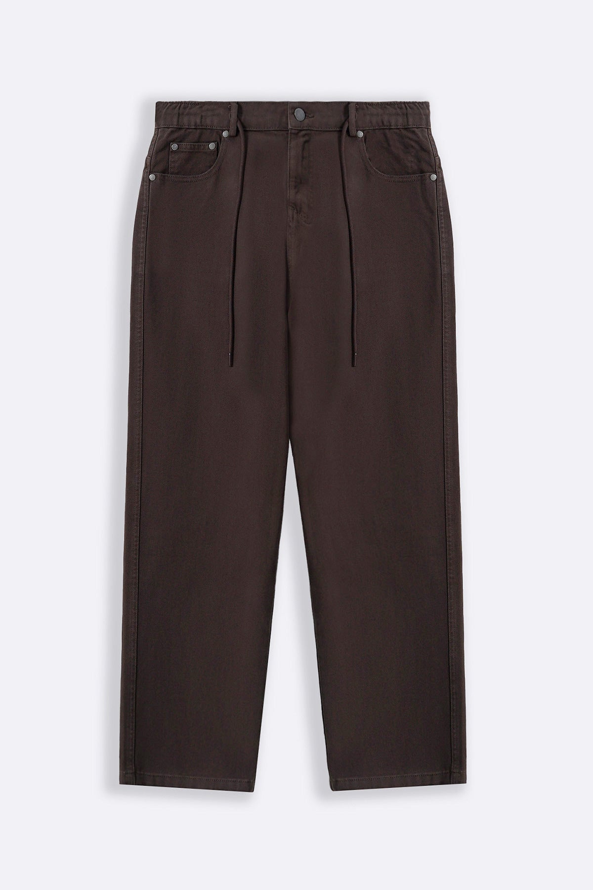 BROWN PULL-ON TWILL JEANS