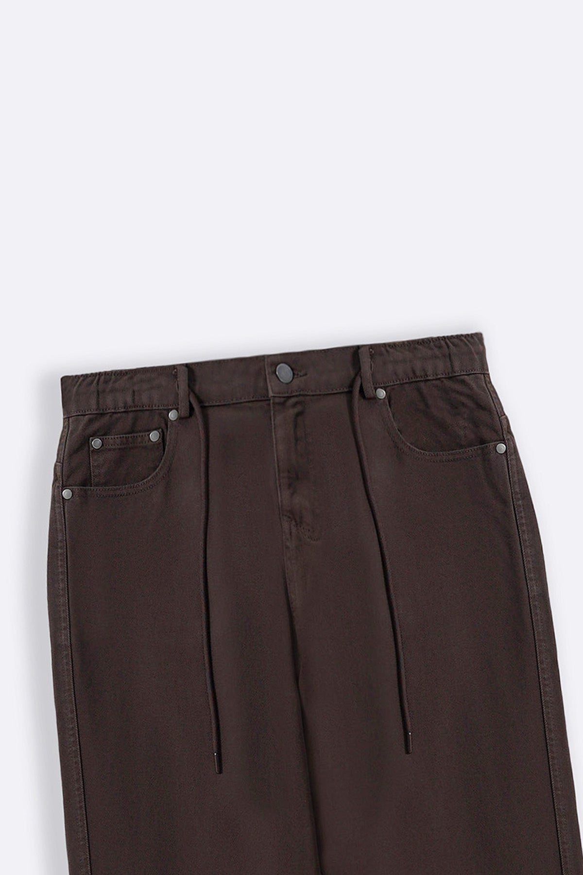 BROWN PULL-ON TWILL JEANS