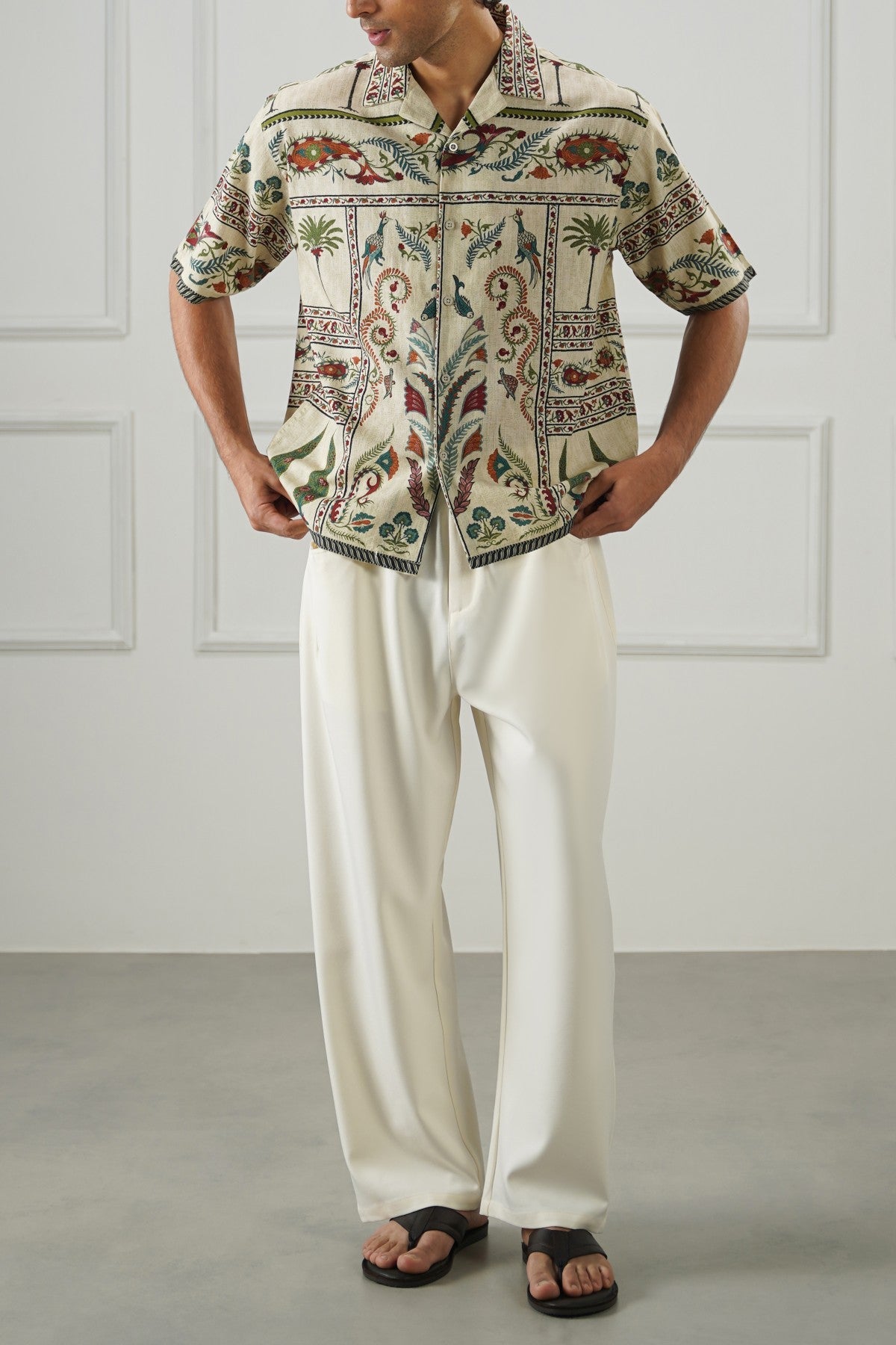 ECRU TWILL BAGGY PANTS