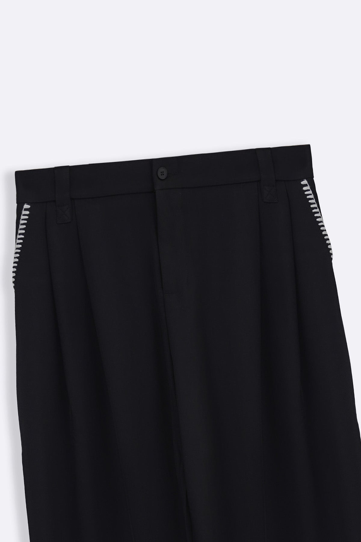 BLACK STITCH DETAIL TAILORED PANTS