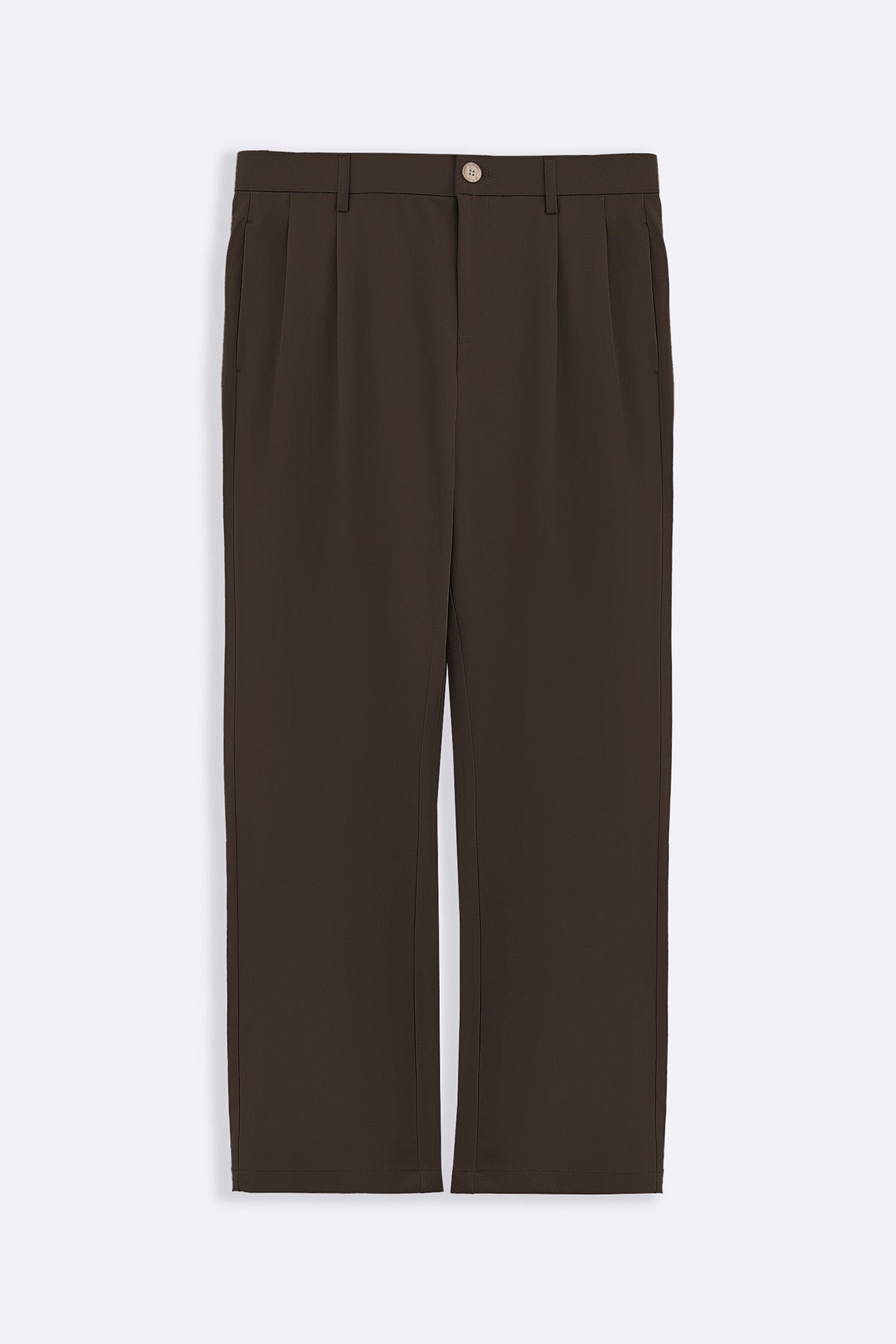 BROWN DOUBLE PLEAT PANTS