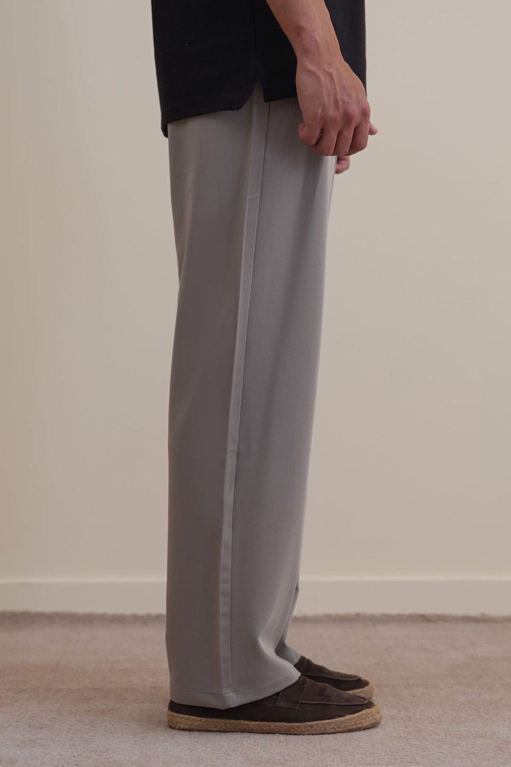 MOUSE GREY DOUBLE PLEAT PANTS