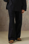 BLACK EMBROIDERED STRAIGHT PANTS
