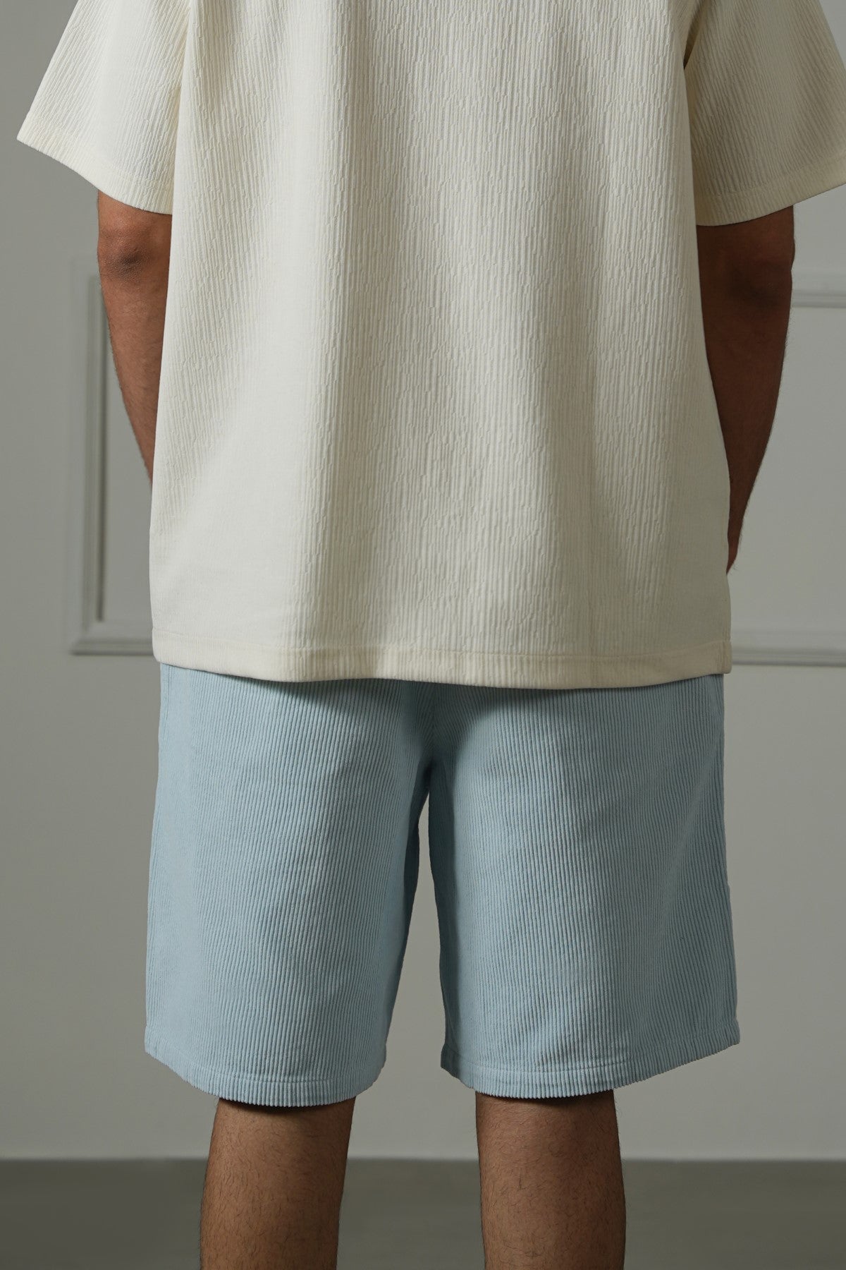 SKY BLUE CORDUROY COTTON SHORTS