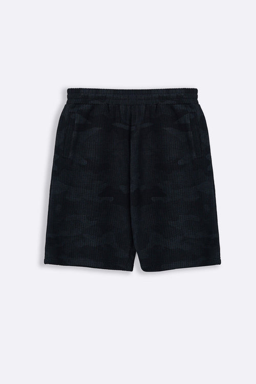 BLACK CAMO TEXTURED SHORTS