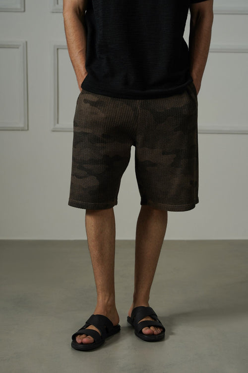 COFFEE CAMO TEXTURED SHORTS