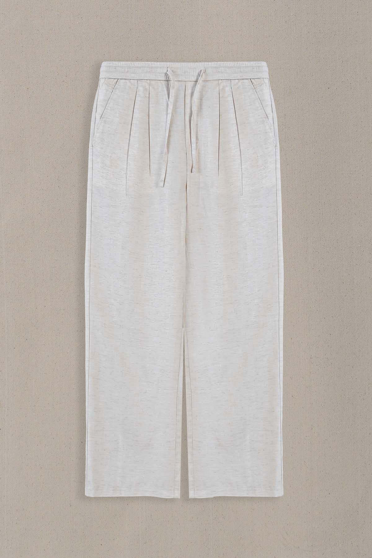OAT WHITE MELANGE ESSENTIAL FIT TROUSERS