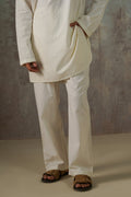 OFF WHITE TEXTURED GEOMETRIC COTTON PANTS