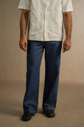 MID BLUE WIDE COTTON JEANS