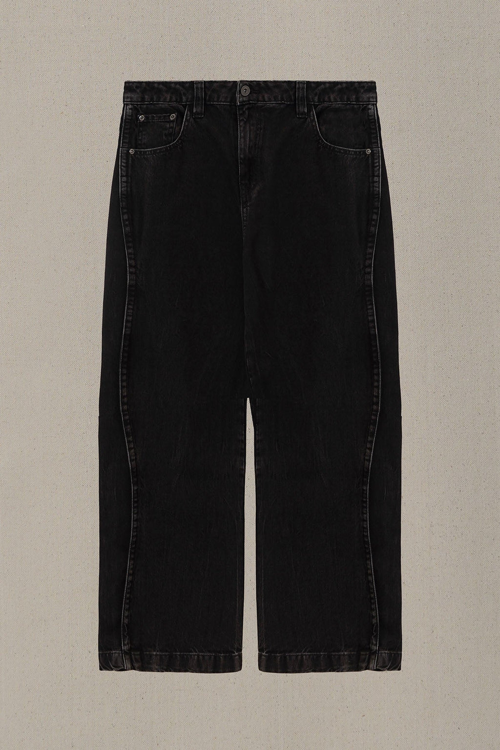 WASHED BLACKED WIDE COTTON JEANS