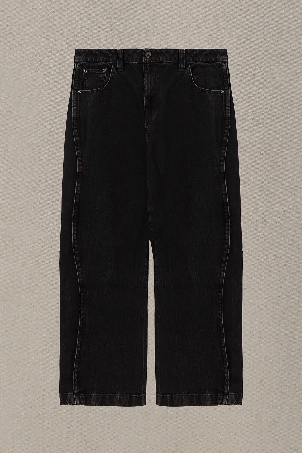 WASHED BLACKED WIDE COTTON JEANS