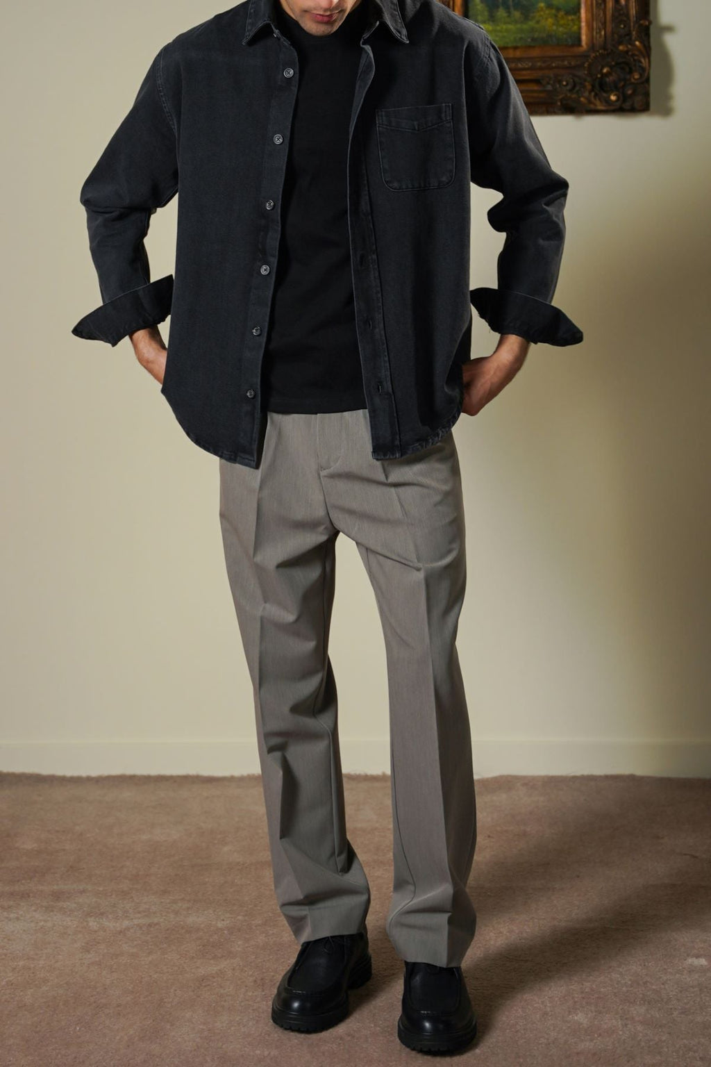 BLACK WASHED BLACK DENIM SHIRT