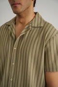 BROWN RELAXED STRIPED SAFARI