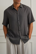 GREY FLOWY HALF SLEEVES SHIRT