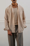 YELLOW STRIPED LINEN BLEND SHIRT