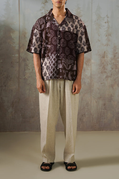 BROWN BATIK PRINT SHIRT