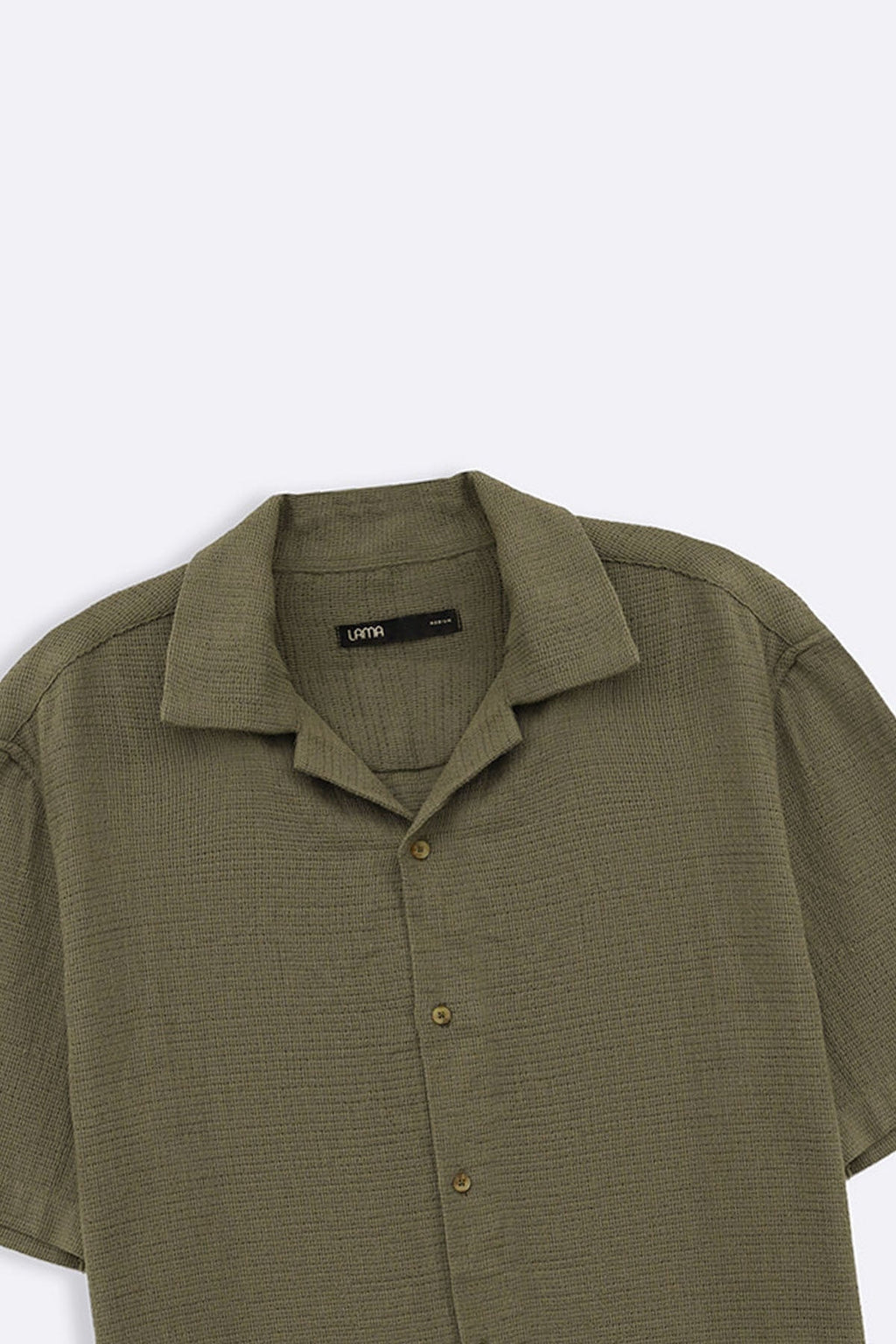 OLIVE TEXTURED COTTON SAFARI SHIRT