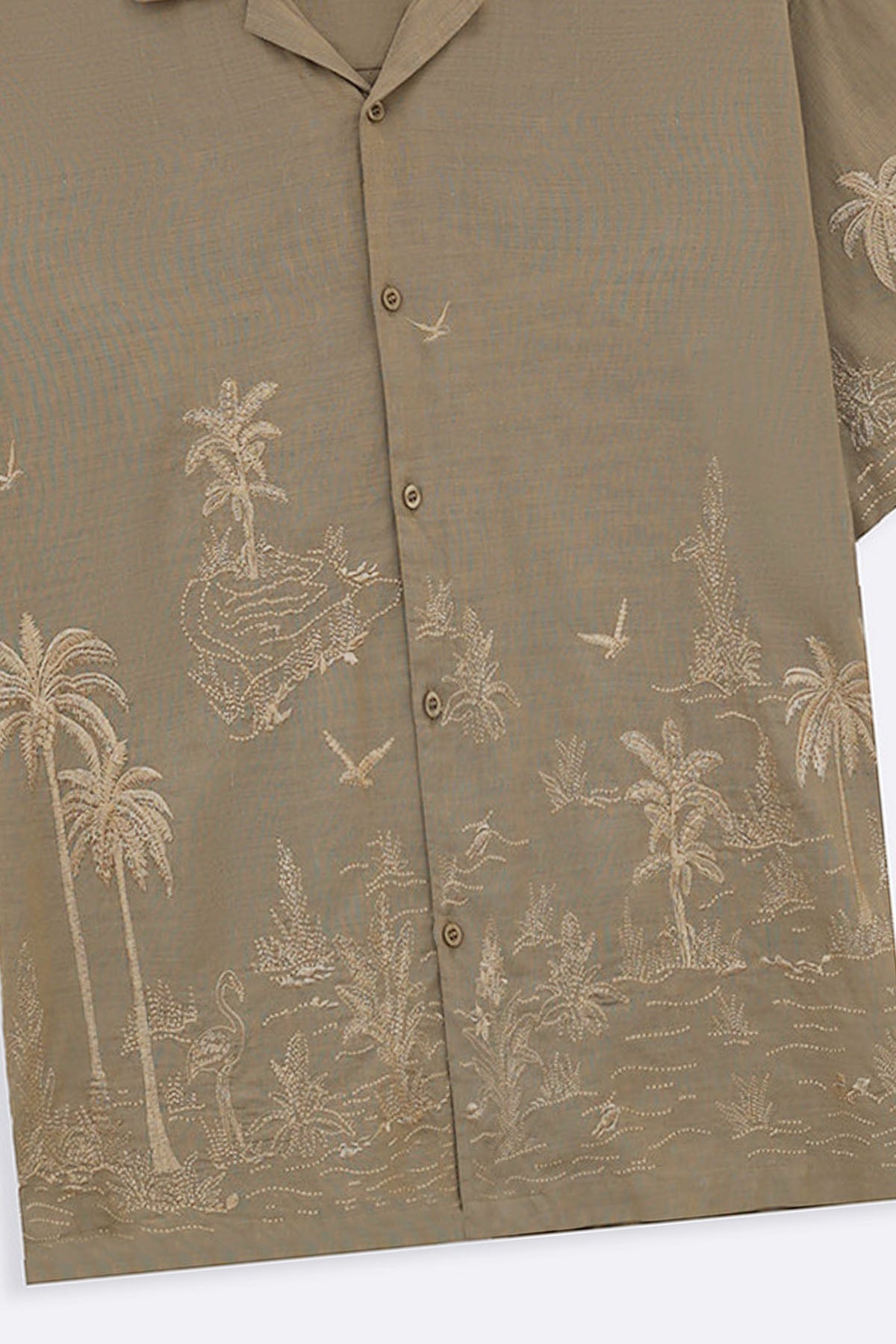 BEIGE SPRING EMBROIDERED SHIRT