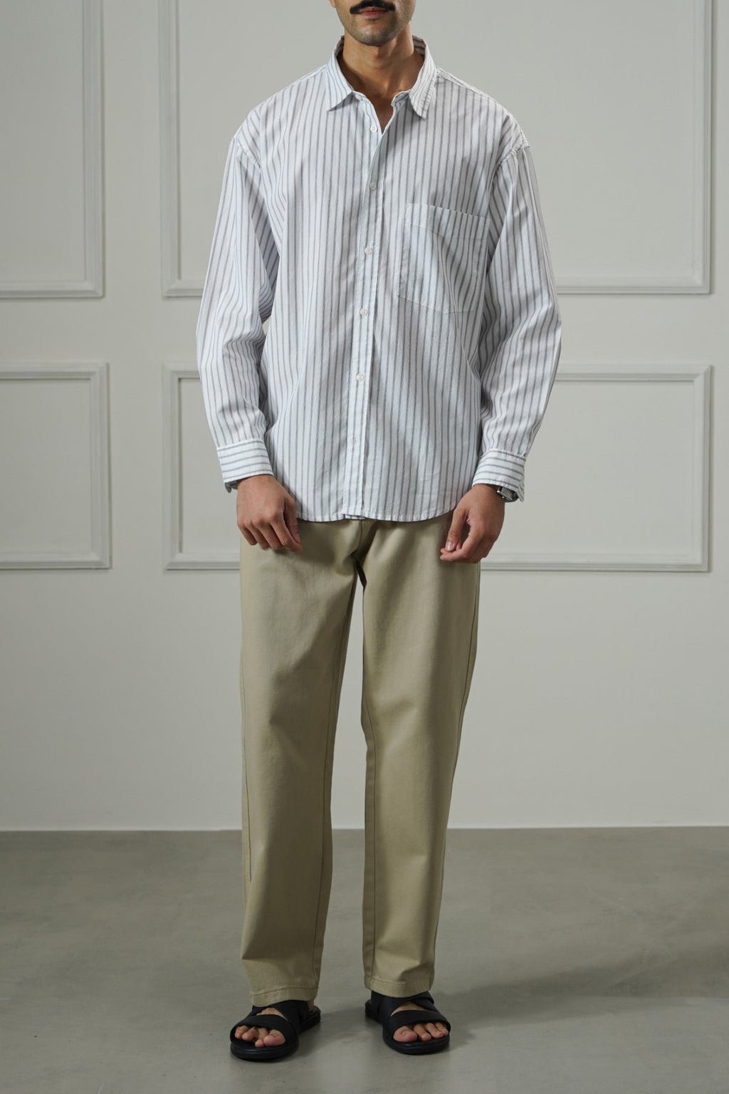 WHITE COTTON STRIPED SHIRT