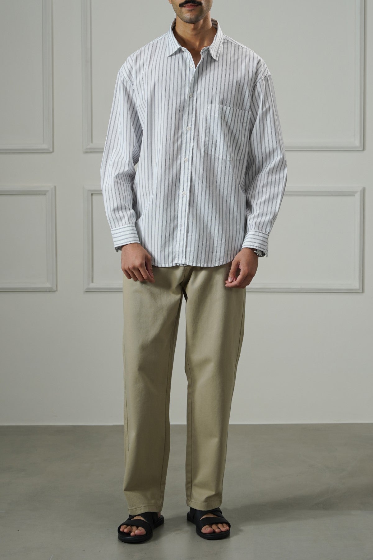 WHITE COTTON STRIPED SHIRT