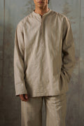 BEIGE EMBROIDERED HALF PLACKET SHIRT