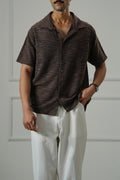 DARK BROWN CRINKLE TEXTURED SHIRT