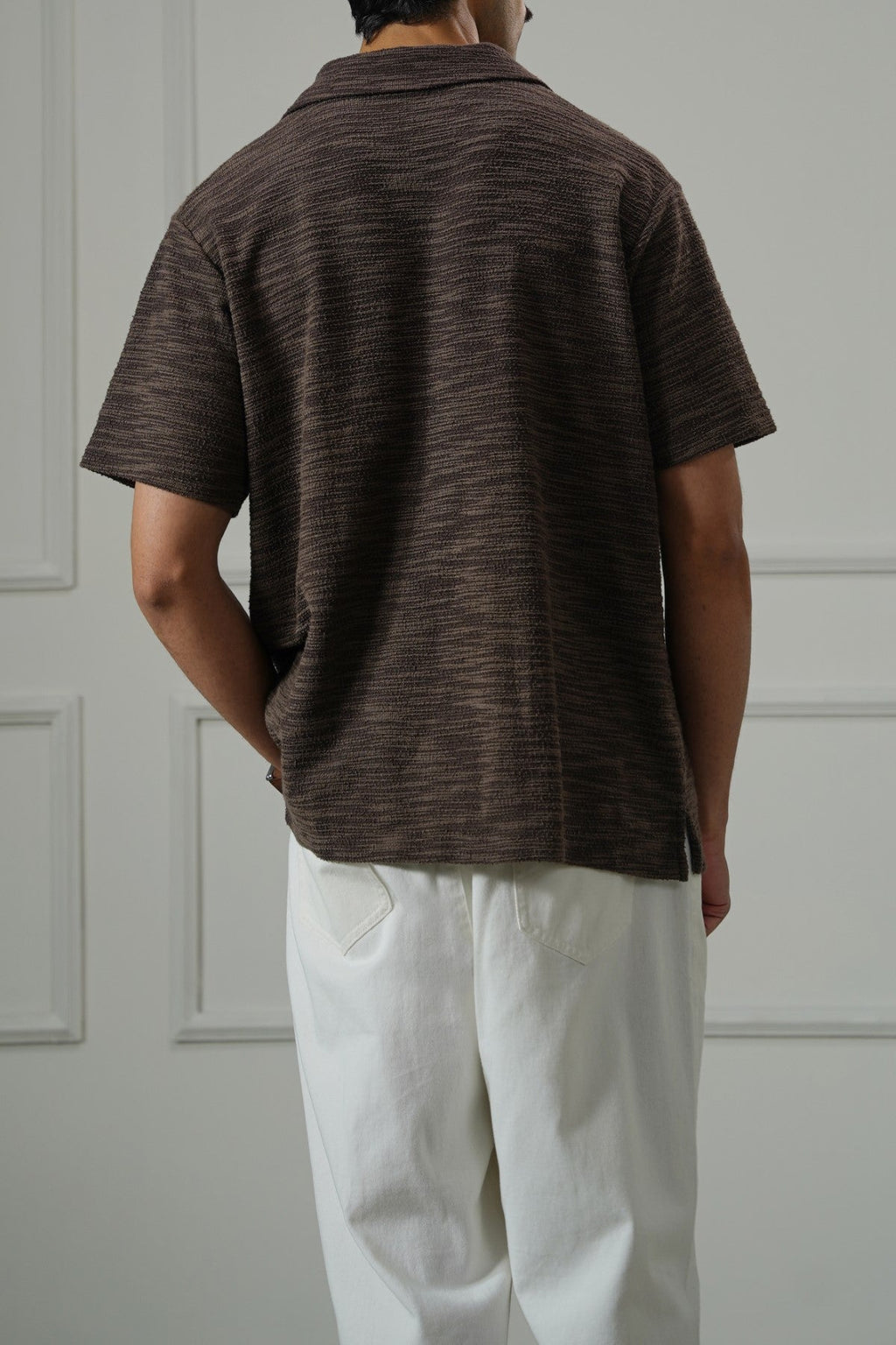 DARK BROWN CRINKLE TEXTURED SHIRT