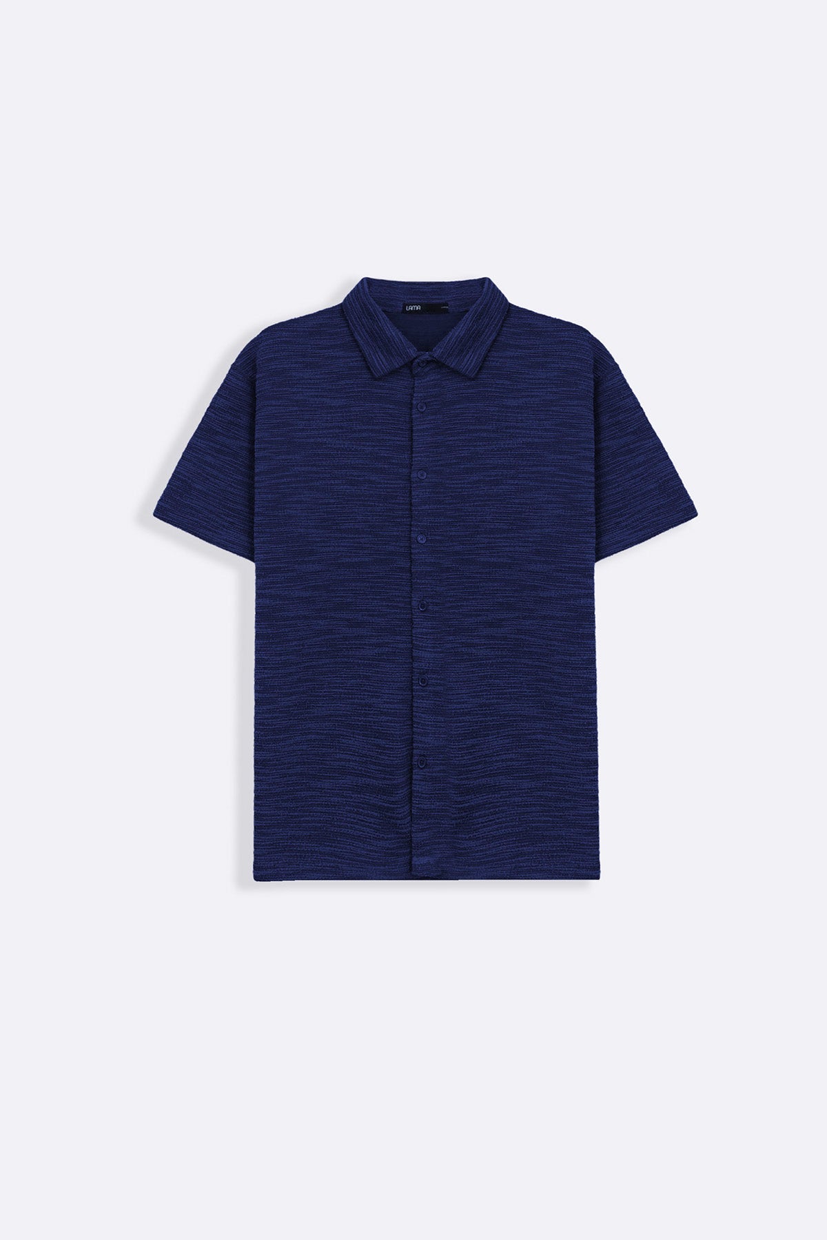 NAVY CRINKLE TEXTURED SHIRT
