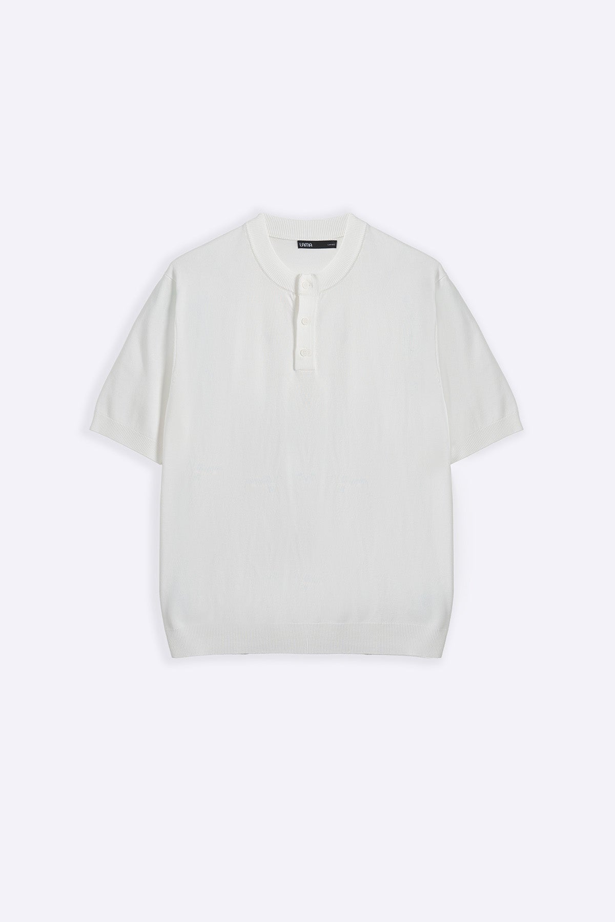 WHITE SOFT KNIT HENLEY SHIRT