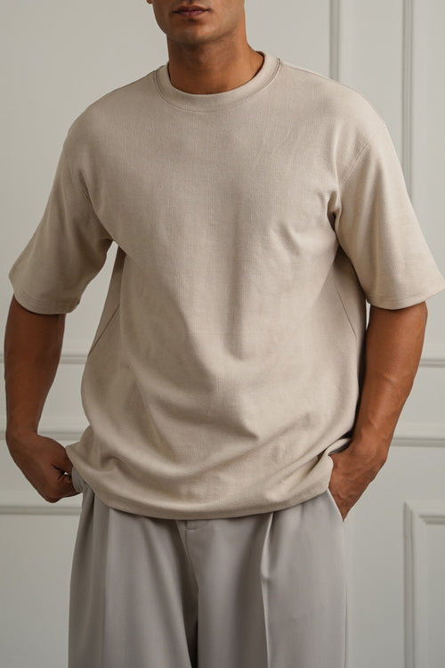 BEIGE CLASSIC TEXTURED TEE