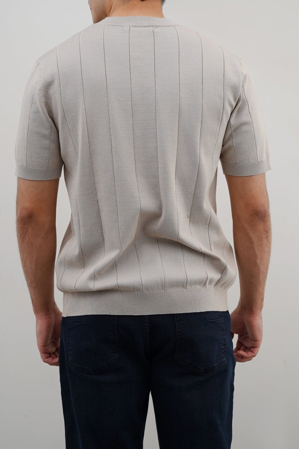 BEIGE DROP NEEDLE TEE