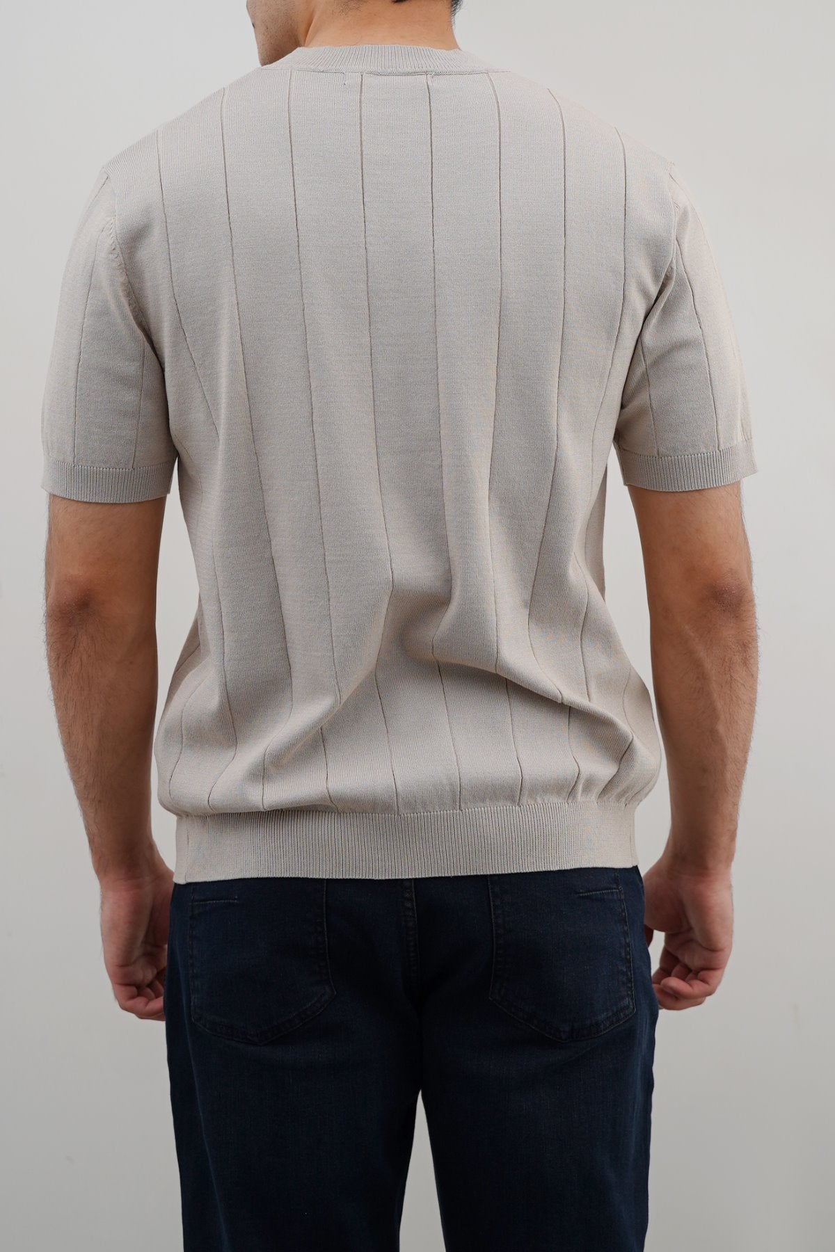 BEIGE DROP NEEDLE TEE