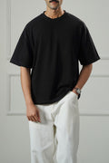 BLACK BASIC RIBBED TEE