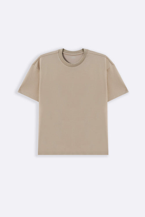 KHAKI BASIC RIBBED TEE