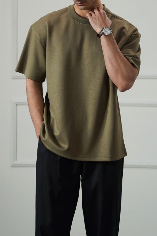 OLIVE BASIC RIBBED TEE