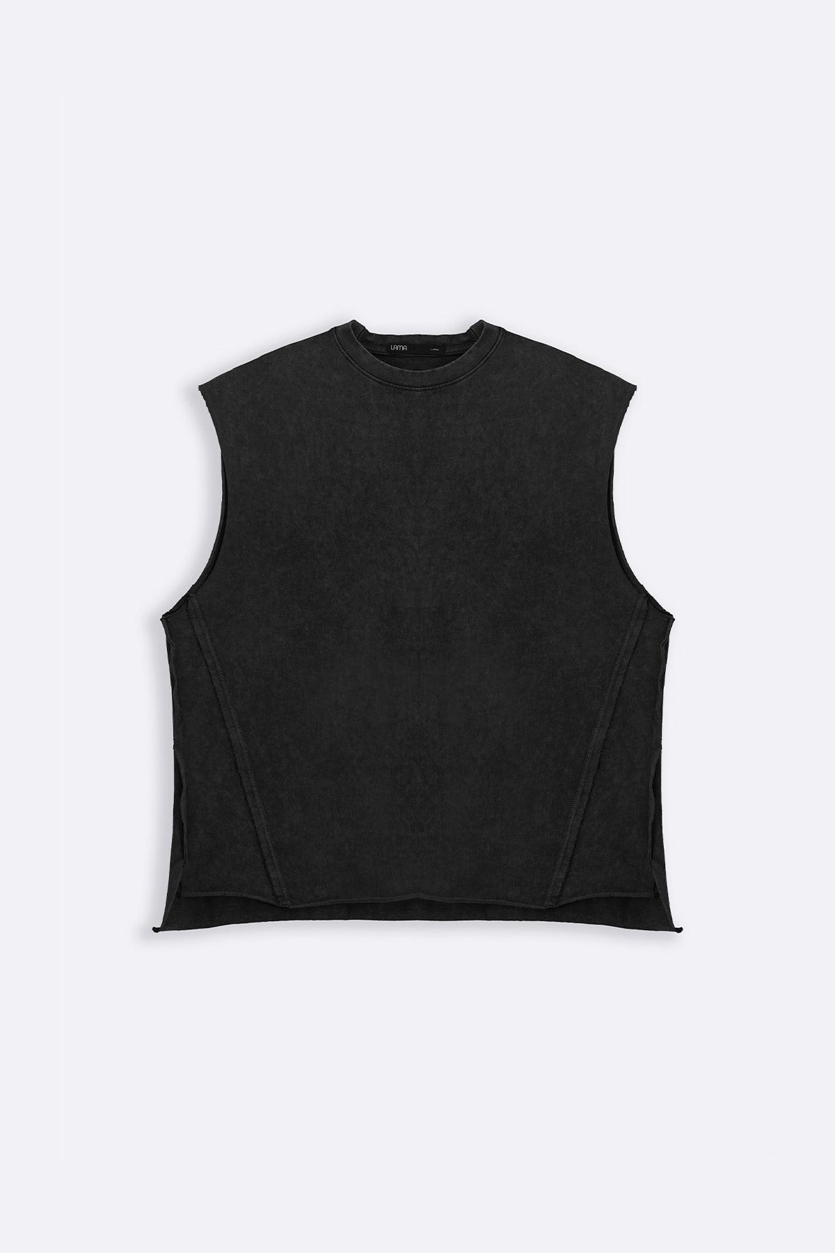 CHARCOAL WASHED EFFECT SLEEVELESS TEE