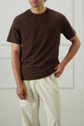 BROWN SEAMLESS DOUBLE-LAYERED TEE