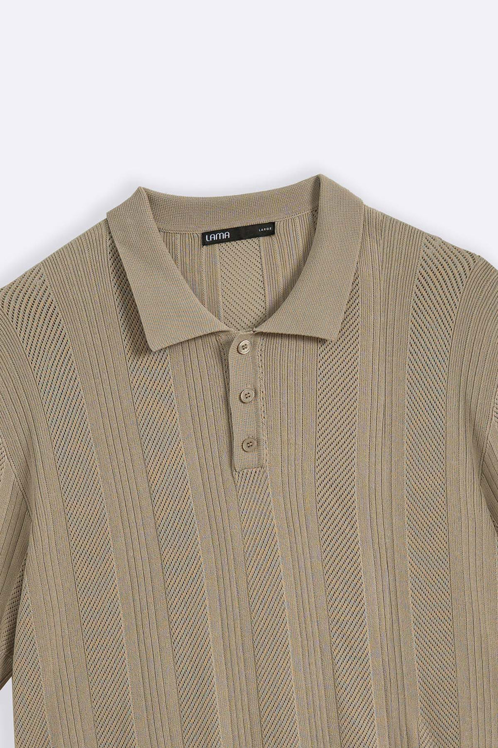 BEIGE SHEER KNIT POLO