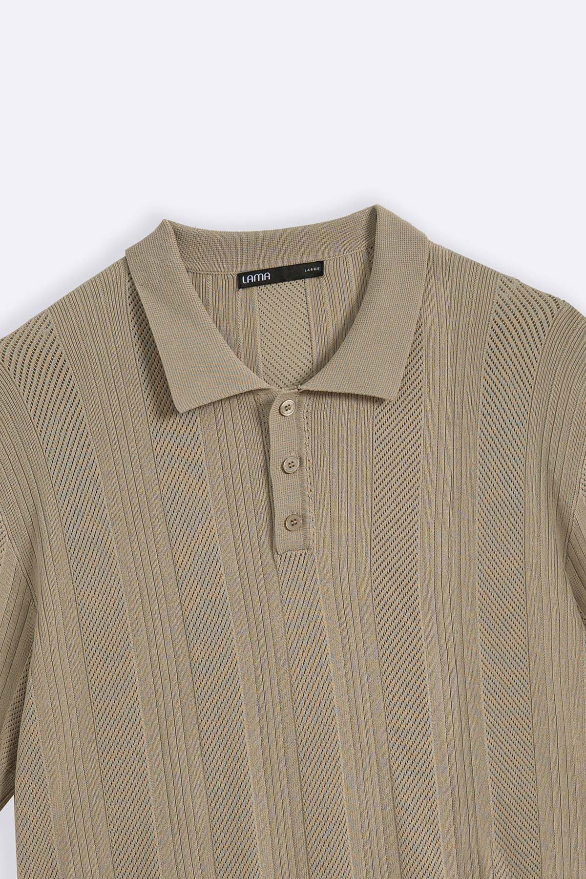 BEIGE SHEER KNIT POLO
