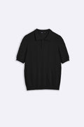 BLACK SHEER KNIT POLO