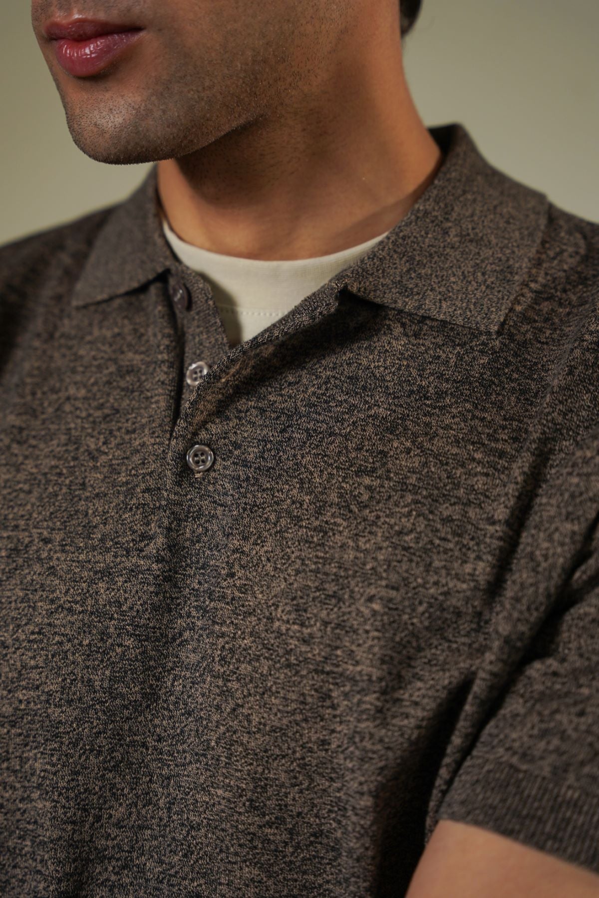 BROWN MELANGE EFFECT POLO