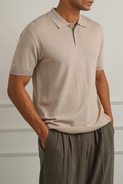 BEIGE CASUAL STRIPED TEE