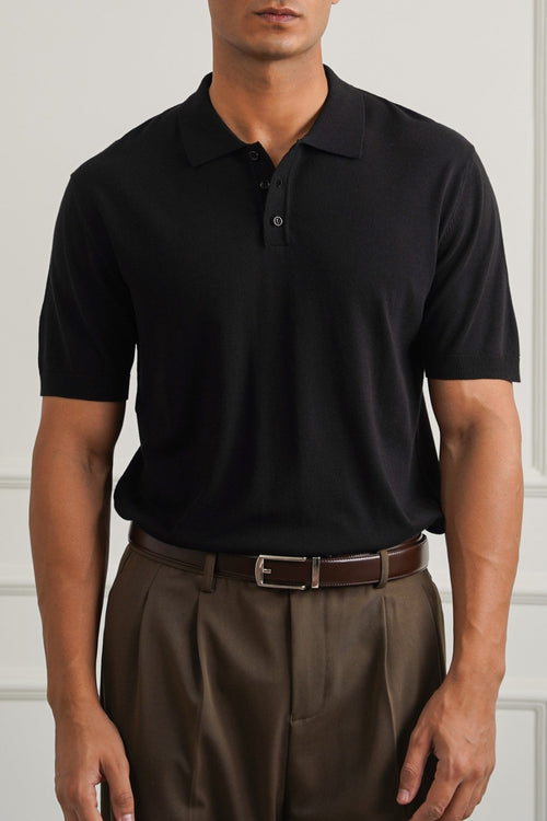 BLACK CASUAL STRIPED TEE