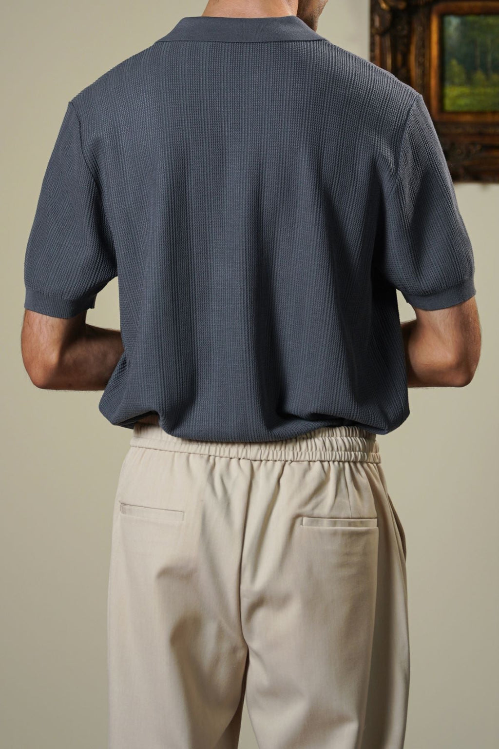 CHARCOAL LUXE KNIT POLO