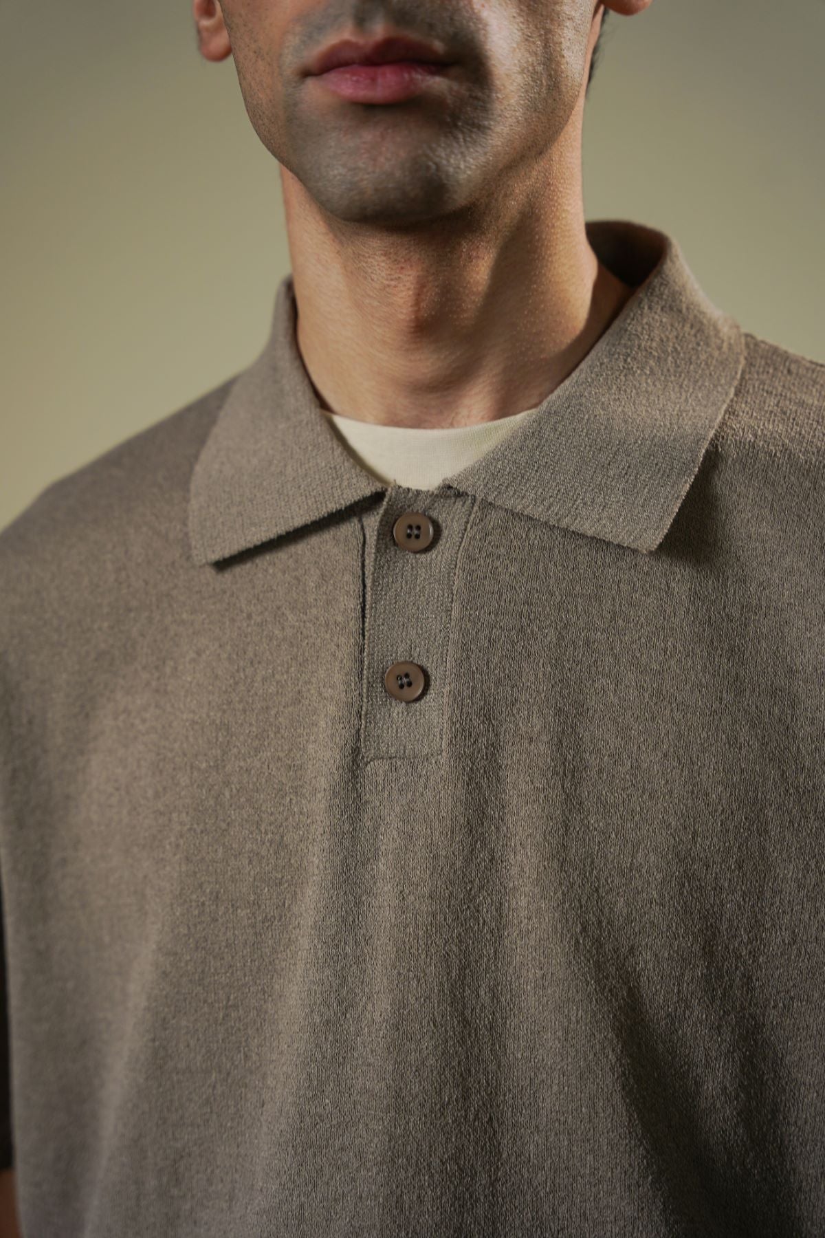 BROWN PURL KNIT POLO